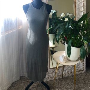 Forest green knit tank midi dress